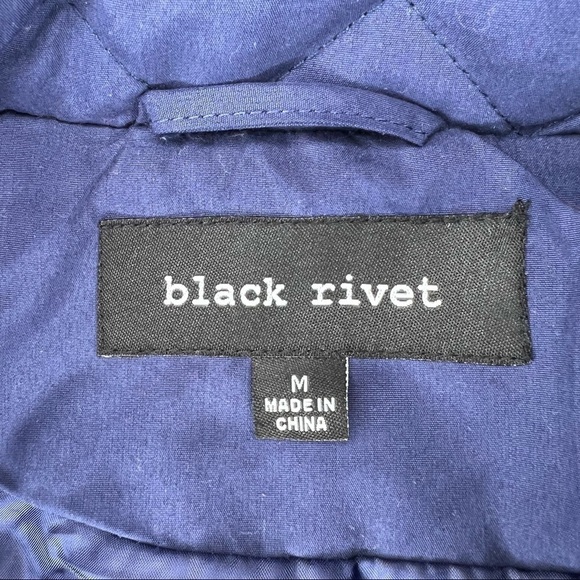 M Black Rivet Blue Puffer Vest Medium Snap Closure 8 10 - Picture 7 of 7